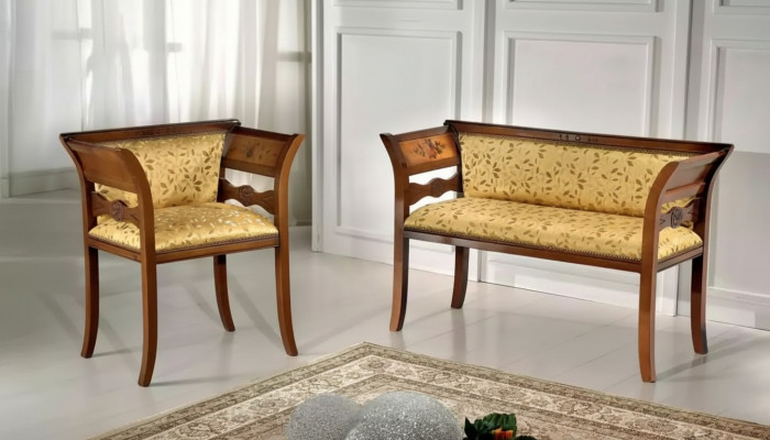 Designer Sitzgarnitur Polsterbank Luxus Sitzmöbel Stoff Stull 2+1 Sëtz