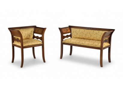 Designer Sitzgarnitur Polsterbank Luxus Sitzmöbel Stoff Stull 2+1 Sëtz