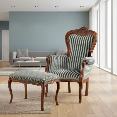 Klassesche Fauteuil Wunnzëmmer Einsitzer Designer Polstersëtz Stoffmiwwel