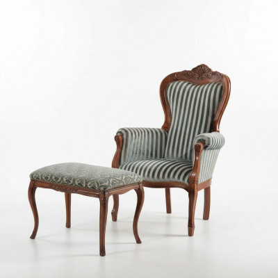 Klassesche Fauteuil Wunnzëmmer Einsitzer Designer Polstersëtz Stoffmiwwel