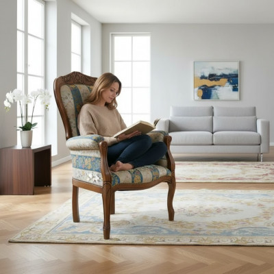 Designer Sesselen Sëtz Luxus Textil Polster Stoff Miwwelen Klassesch Design