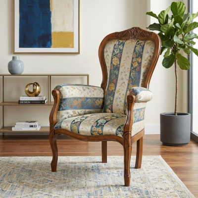 Designer Sesselen Sëtz Luxus Textil Polster Stoff Miwwelen Klassesch Design