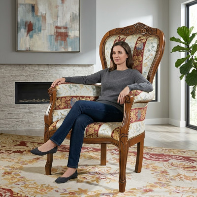 Klassesche Designer Sessel Wunnzëmmersmiwwel Sëtzmiwwel Textil Miwwel Neit