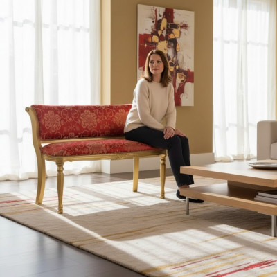 Bänkpolster Stoff Sëtz Stil Klassesch Designer Wunnzëmer Miwwelen