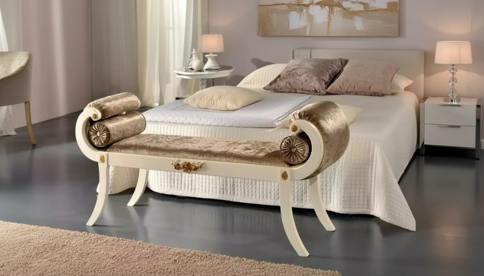 Klassesch beige gepolstert Bank Sëtzbanken Sëtzmiwwel Designer Holzmöbel