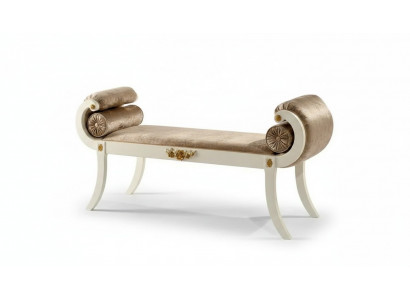 Klassesch beige gepolstert Bank Sëtzbanken Sëtzmiwwel Designer Holzmöbel