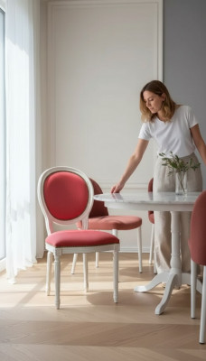 Iesszëmmer Stull Rosa Polsterstull Klassesch Textil Sëtzmiwwel Lehnstull