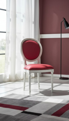 Iesszëmmer Stull Rosa Polsterstull Klassesch Textil Sëtzmiwwel Lehnstull