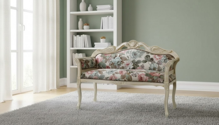 Klassesch Bänk Antik Stil Zweisëtzer Polsterbänk Sitzmëttelen Design
