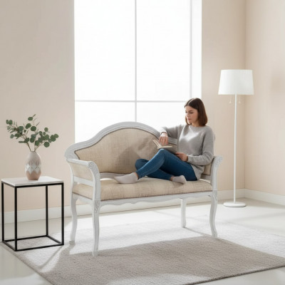 Beige Klassesch Polsterbank Designer Wunnzëmmer Sëtzmoobel Nei Luxus