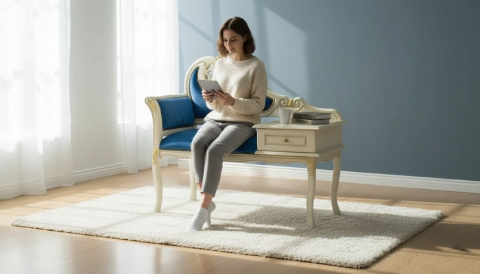 Klassesch Bank Blo Sëtzbank Luxus Sëtzméiwer Stoff Textil Nei Sëtz