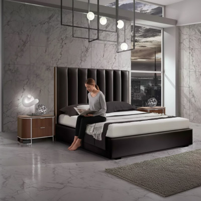 Komplett Modern Zëmmer Set Designer Bett + 2x Nuetsdëscher 3tlg