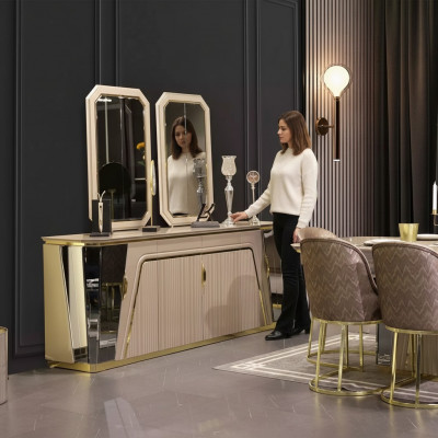 Modern Iesszëmmer Set Iessdësch Anrichte mat Spigel nei Luxus Ariichtung Nei