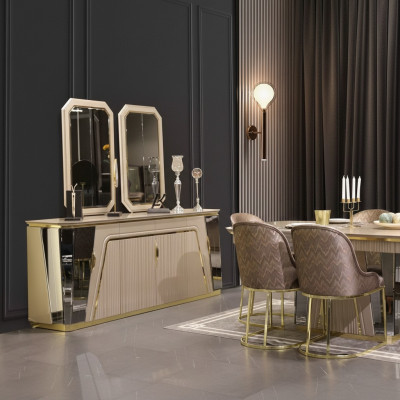 Modern Iesszëmmer Set Iessdësch Anrichte mat Spigel nei Luxus Ariichtung Nei