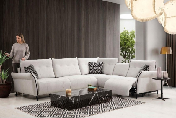 Eckcouch Wunnzëmmer Sofa Couch Polster Textil Miwwel Modern Designer Neit