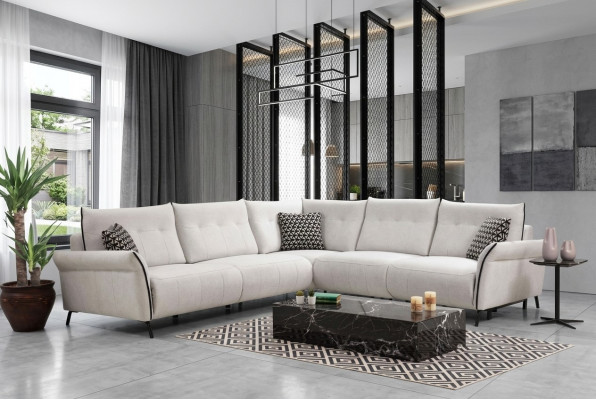 Wunnzëmmer Sofa L-Form Modernen Design Textil Stoff Luxus Couch Polstermiwel