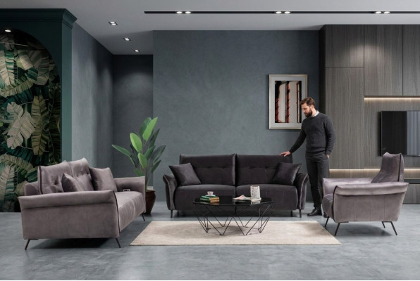 Modern Canapé-Set 3 Stéck Luxus Fauteuil Wunnzëmmer Garnitur Dräisëtzer Sofas