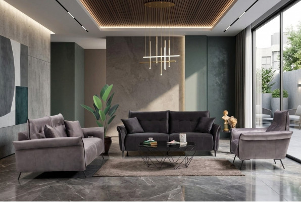 Modern Canapé-Set 3 Stéck Luxus Fauteuil Wunnzëmmer Garnitur Dräisëtzer Sofas