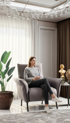 Designer Sëtz Wunnzëmmer Miwwelen Modern Luxus Sëtz Gro Stoff Textil