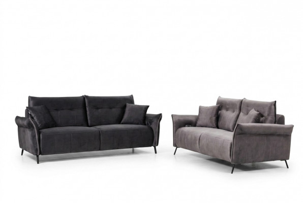 Sofagarnitur Set 2 Stéck Wunnzëmmer 2x Sofa Canapé Dräisiichter Modern Miwwelen