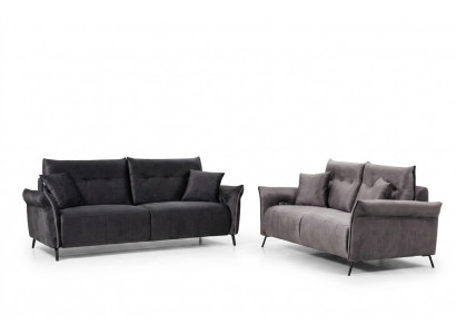 Sofagarnitur Set 2 Stéck Wunnzëmmer 2x Sofa Canapé Dräisiichter Modern Miwwelen