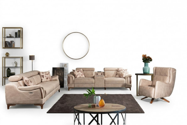 Wunnzëmmer Set 3 Stéck Luxus Sofagarnitur Dreesëtzer Sofa Canapé Modern Miwwelen
