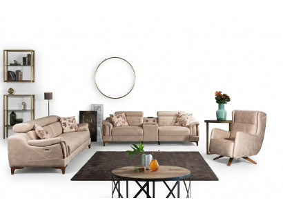 Wunnzëmmer Set 3 Stéck Luxus Sofagarnitur Dreesëtzer Sofa Canapé Modern Miwwelen