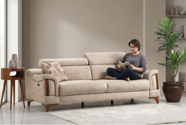 Dreisëtzer Sofa Canapé Wunnzëmmer Designer Miwwelen Modern Polster Textil