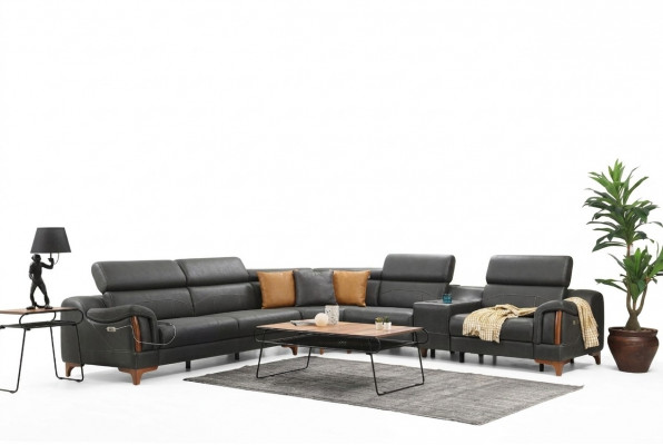 Ecksofa Luxus Canapé L-Form Nei Miwwelen Wunnzëmmer Designer Modern Textil