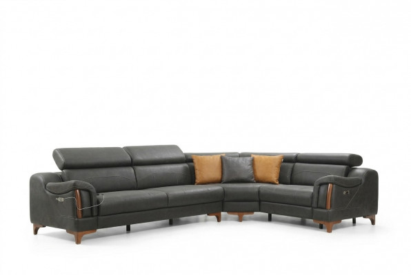 Ecksofa L-Form Sofa Couch Design Polster Modern Textil Miwwelen Wunnzëmmer