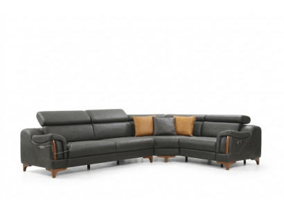 Ecksofa L-Form Sofa Couch Design Polster Modern Textil Miwwelen Wunnzëmmer