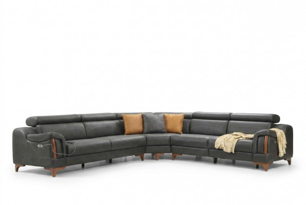 Eckcouch L-Form Modern Sofa Wunnzëmmer Canapé Polster Textil Stoff Miwwel