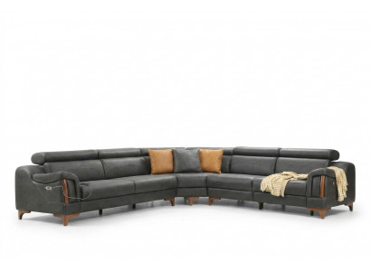 Eckcouch L-Form Modern Sofa Wunnzëmmer Canapé Polster Textil Stoff Miwwel