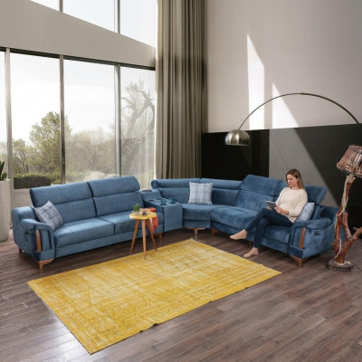 Wunnzëmmer Eckcanapé L-Form Sofa Canapé Modernen Design Miwwelen Textil