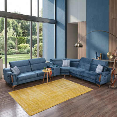 Wunnzëmmer Eckcanapé L-Form Sofa Canapé Modernen Design Miwwelen Textil