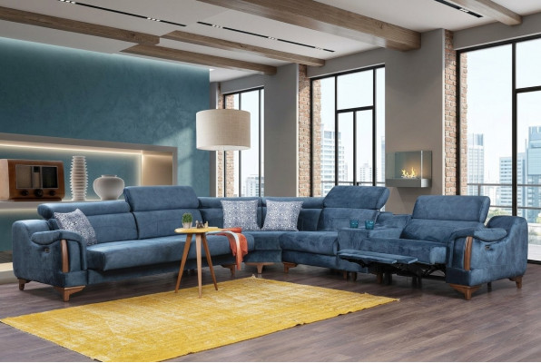 Luxus Textil Eckcouch L Form Stoff Modern Canapé Wunnzëmmer Design Miwwelen