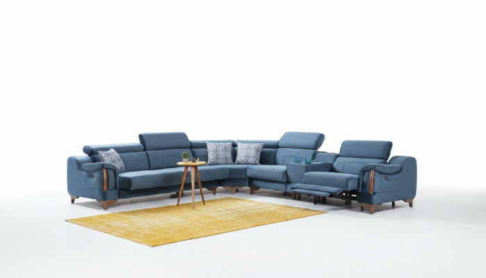 Luxus Textil Eckcouch L Form Stoff Modern Canapé Wunnzëmmer Design Miwwelen