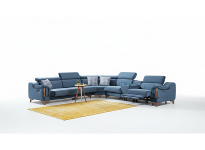 Luxus Textil Eckcouch L Form Stoff Modern Canapé Wunnzëmmer Design Miwwelen