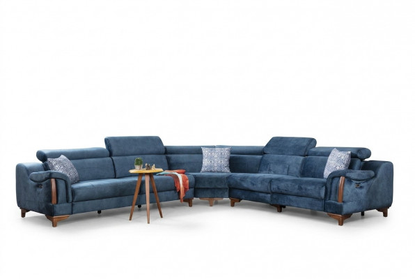 Sofa L-Form Modern Blo Ecksofa Couch Wunnzëmmer Design Neit Miwwel