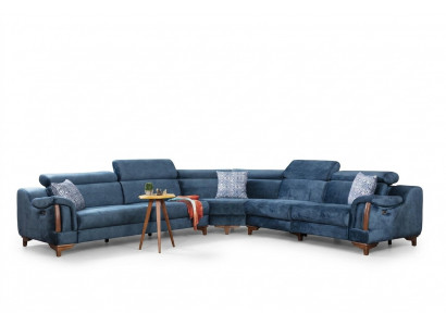 Sofa L-Form Modern Blo Ecksofa Couch Wunnzëmmer Design Neit Miwwel