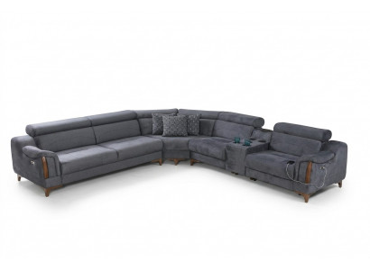 Grou Ecksofa Wunnzëmmer Luxus Sofa L-Form Modern Design Miwwelen Textil