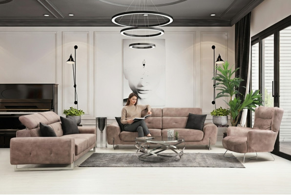 Canapé-Set Dréisëtzer Sofas Wunnzëmmer Fotell Modernen Design Textil