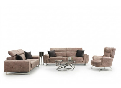 Canapé-Set Dréisëtzer Sofas Wunnzëmmer Fotell Modernen Design Textil