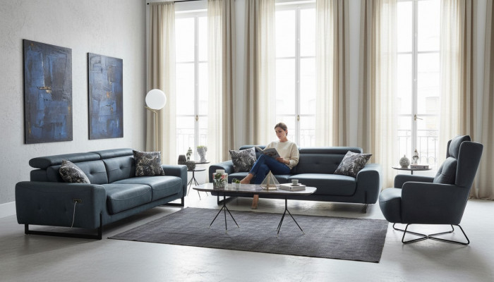 Modern Set 3 Stück Wunnzëmmer Sofagarnitur Designer Sëtzmiwwel Pultsessel Nei