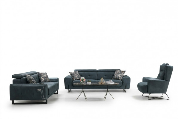 Modern Set 3 Stück Wunnzëmmer Sofagarnitur Designer Sëtzmiwwel Pultsessel Nei