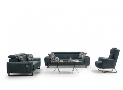 Modern Set 3 Stück Wunnzëmmer Sofagarnitur Designer Sëtzmiwwel Pultsessel Nei