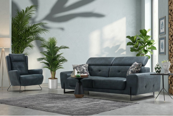 Sotzkombinatioun 2 tlg Drësëtzer Sofa Couch Wunnzëmmer Designer Sessel Textil Miwwelen