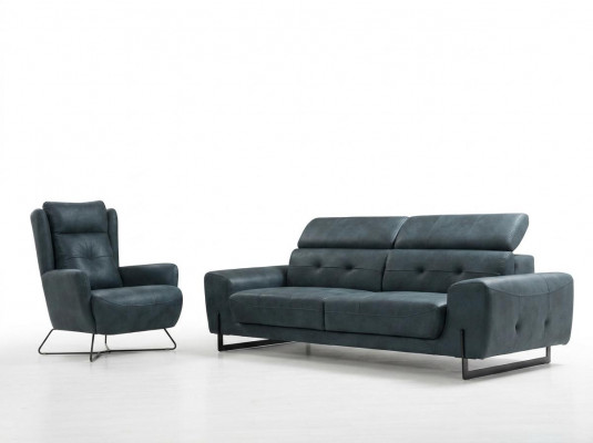 Sotzkombinatioun 2 tlg Drësëtzer Sofa Couch Wunnzëmmer Designer Sessel Textil Miwwelen