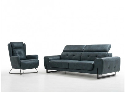 Sotzkombinatioun 2 tlg Drësëtzer Sofa Couch Wunnzëmmer Designer Sessel Textil Miwwelen