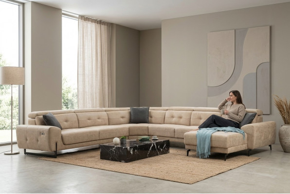 Ecksofa U-Form Sëtzmiwwel Designer Sëtzmiwwel Modern Sofa Couch Polster